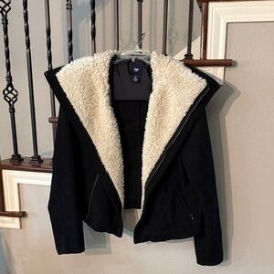 GAP Black Jacket with Cream Sherpa Lining